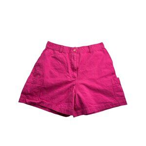 Vintage 80s On Fire Womens Size 10 Neon Pink Cargo Shorts Cotton High Rise